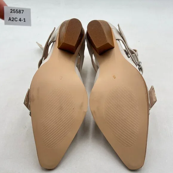 FSJ Beige Buckle Strap Heels - Picture 7 of 12
